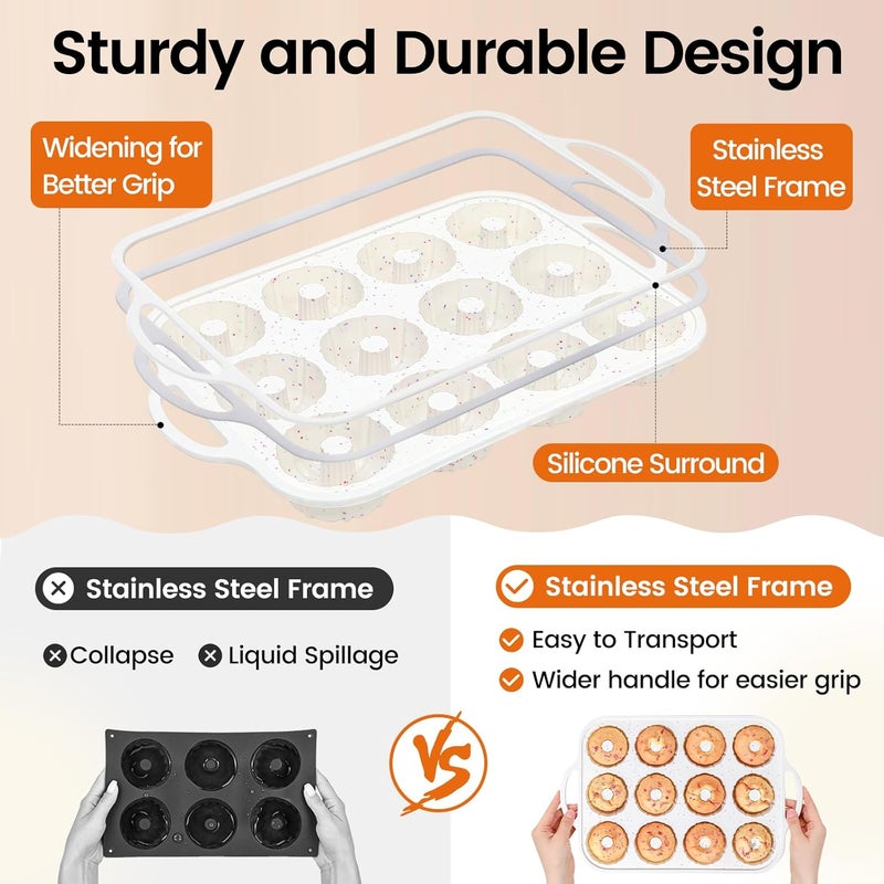 SJ Silicone Mini Fluted Tube Pan with Metal Reinforced Frame, Non-Stick (2PCS), moldes de silicona para gelatina, Small Cake Baking Pan for para chocoflan, Donuts, Cornbread, Brownies, Jellies - Image 4